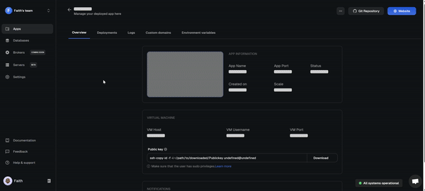 User scales an application on Clouddley